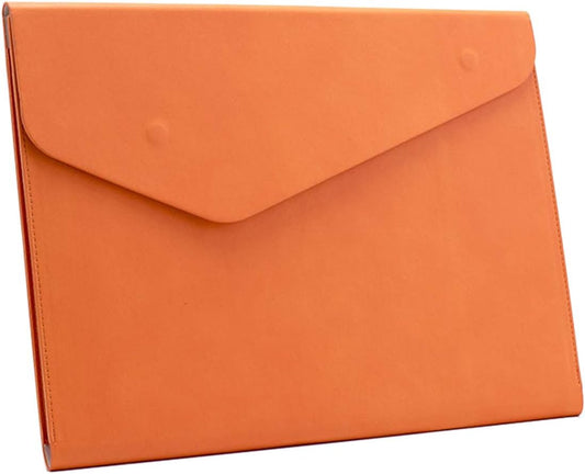 Enyuwlcm PU Leather A4 File Folder Document Holder Waterproof Portfolio Envelope Folder Case with Invisible Magnetic Closure Orange
