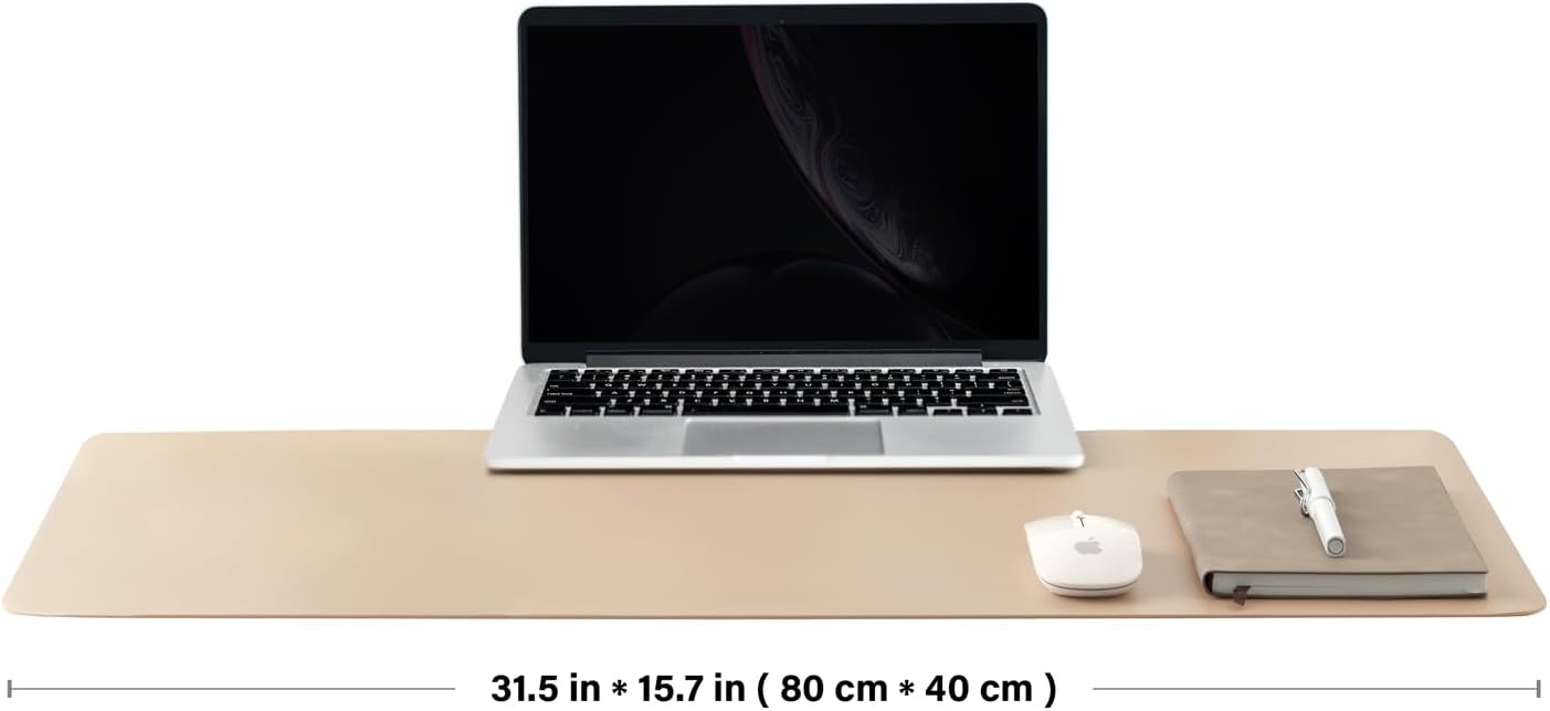 Leather Desk Mat - Non-Slip PU Desk Pad for Office and Home - Desk Organization and Accessories - Ideal for Large Mouse Pad and Desk Mats on Top of Desks (Apricot,31.5"x 15.7")