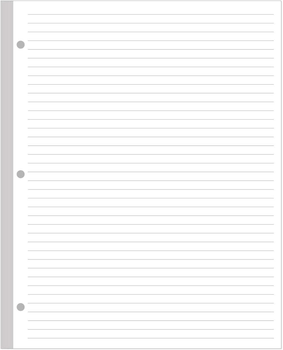 3-Hole Lined Refill Paper, Letter Size Punched Ruled Filler, 100 Sheets / 200 Pages, 100gsm White Paper, 8.5'' x 11''