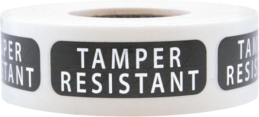 Tamper-Resistant Black Metallic Labels, 0.5" x 1.5" Adhesive Stickers, 500-Pack