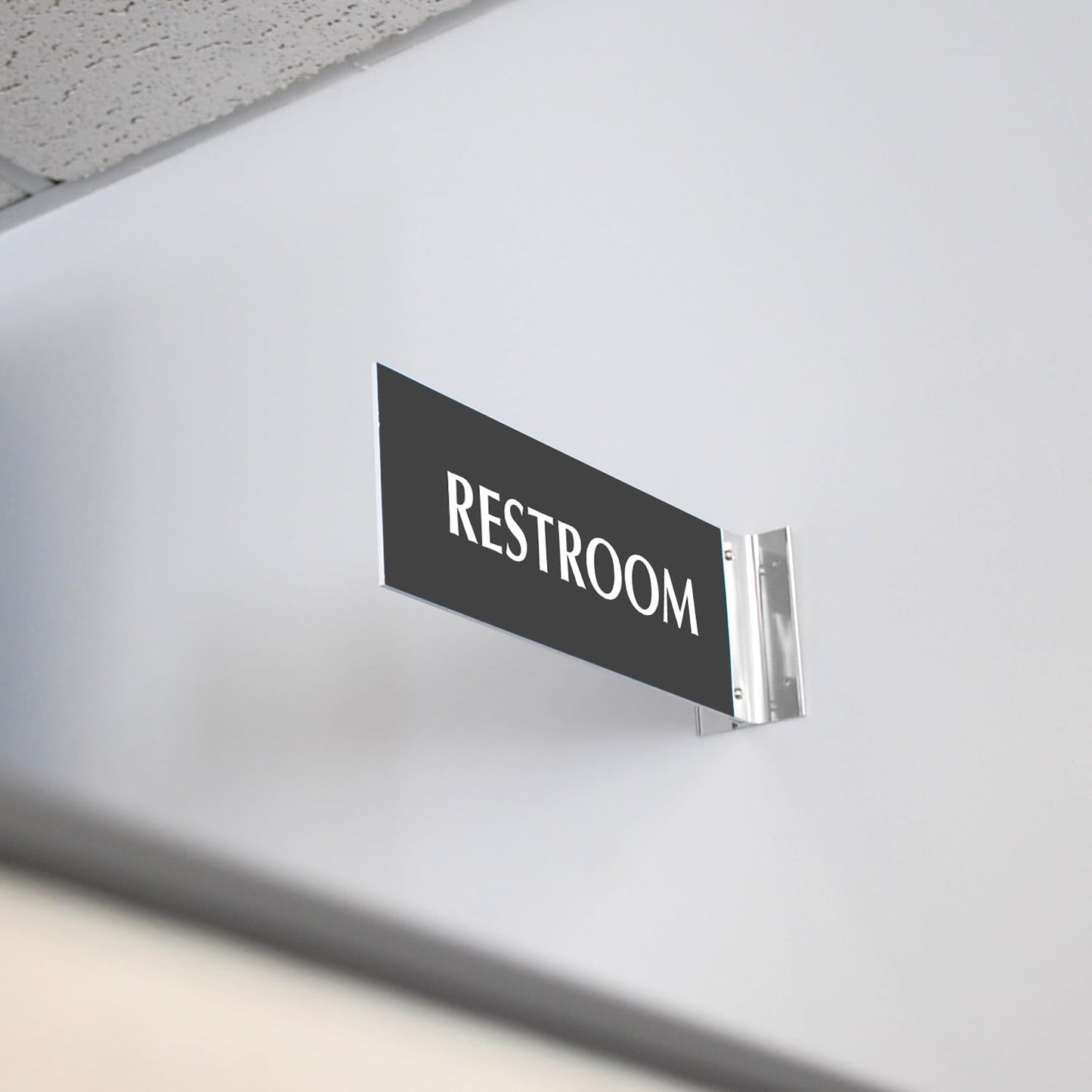 SmartSign Custom Projecting Hallway Sign with Bracket - 4"x12", Double-Sided, Wall Mount Laser Engraved, 16 Color Choices, Acrylic Corridor Sign & 3" Silver Brackets Kit, USA-Made