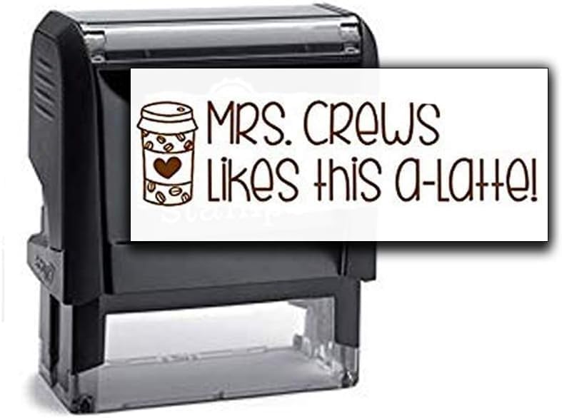 Custom Self-Inking Teacher Stamps | 49 Designs | Fun Teacher Phrases | Grading Made Easy | Classroom, Teacher and Library Book Stamps (Likes This a-Latte, Large)