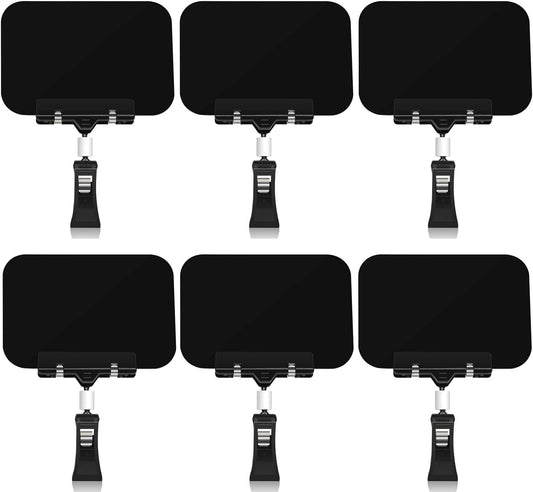 6 Pcs Plastic Chalkboard Sign with Clips, Rectangle Double Sided Blackboard Clips, Message Board Food Labels for Party Farm Restaurant - Easy to Write and Wipe Out - for Liquid Chalk Markers