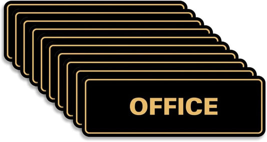 Signs ByLITA Standard Office Sign - Professional Business Signage - Easy to Install (Black Gold) - Large 10 Pack