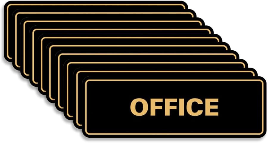 Signs ByLITA Standard Office Sign - Professional Business Signage - Easy to Install (Black/Gold) - Small 10 Pack