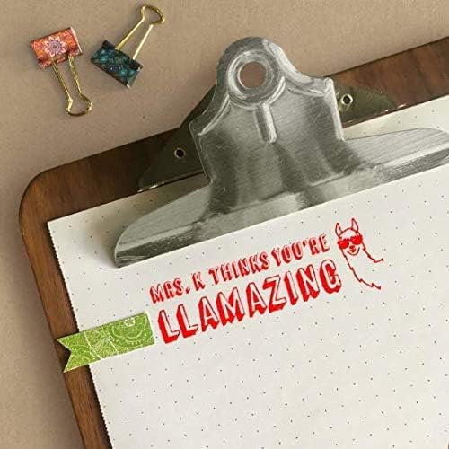 Custom Self-Inking Teacher Stamps | 49 Designs | Fun Teacher Phrases | Grading Made Easy | Classroom, Teacher and Library Book Stamps (Llamazing, Large)