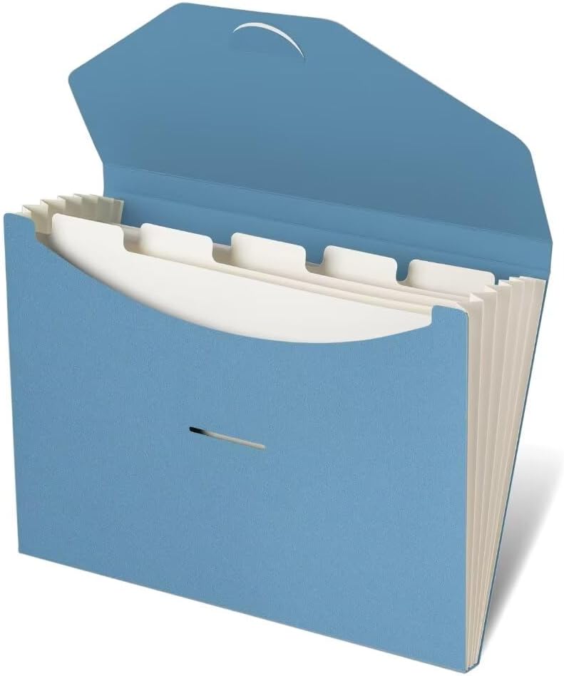Blue Lake ECOLIFE 6-Pockets Recyclable Paper Expanding File Document Folder Plastic Free, Accordian File Organizer - A4 Letter Size, 200 Sheet for School, Office, Home Carolina