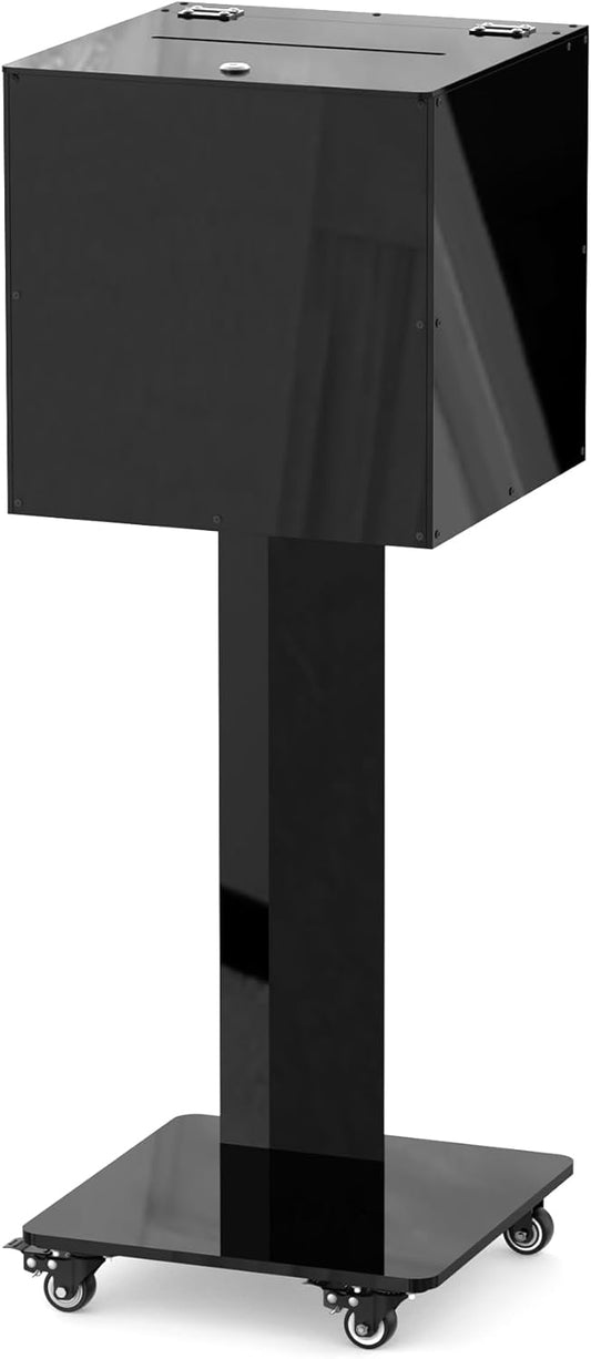 Acrylic Locking Donation Box with Stand and Wheels – Secure Suggestion Box for Fundraising, Voting, Charity Events, Schools & Churches