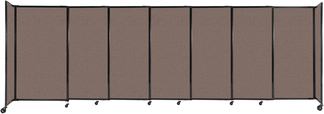 Versare Straightwall Sliding Portable Wall Partition | Freestanding Office Dividers | Locking Wheels | Temporary Room Separator | 15'6'' Wide x 5' Tall Latte Fabric Panels
