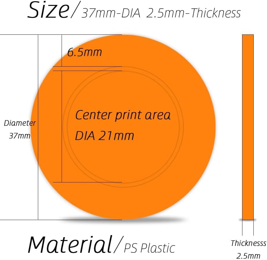 100 PCS 37mm Plastic Poker Chips, Personalize Your Chips with Logo and Text, for Bingo Game, Chess Room, Casino Theme Party