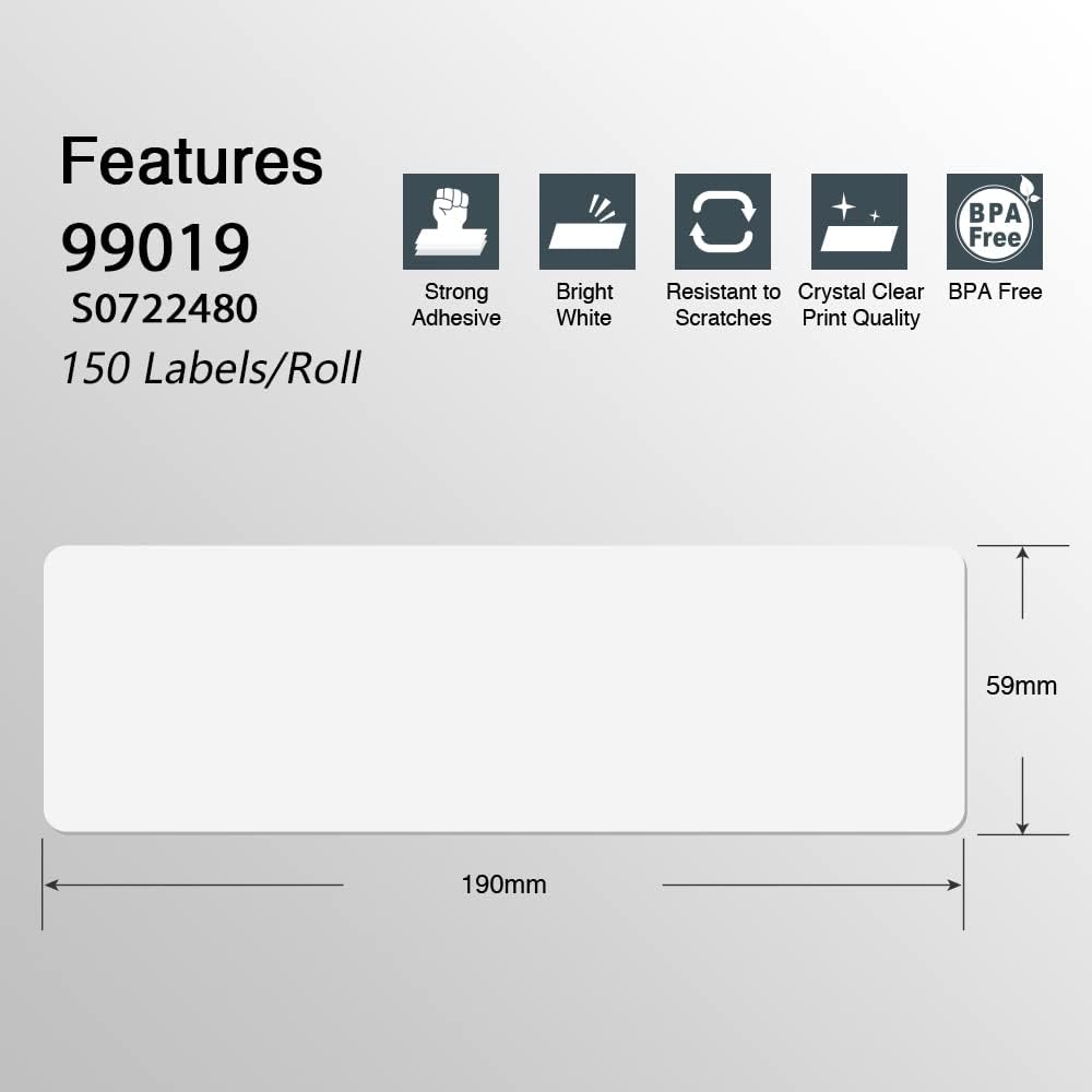 BETCKEY Colored Labels Compatible with Dymo 99019 (2-5/16" x 7-1/2") for Files, Folder and Binders, Compatible for Dymo LabelWriter Thermal 450, 4XL & Zebra Printers [6 Rolls, 900 Labels, Pink]