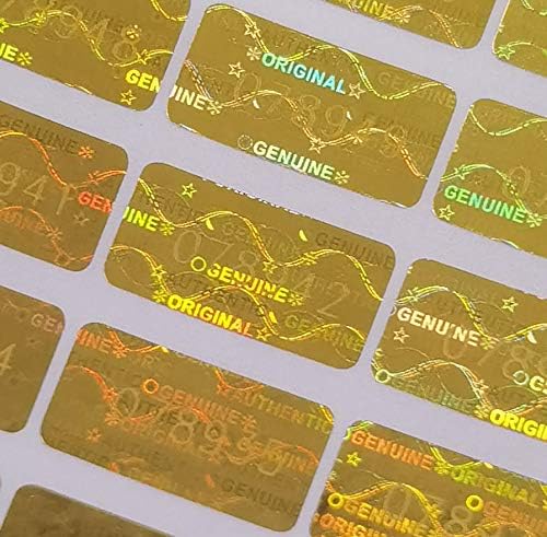 580 Pcs 0.787x0.39 inch High Security Tamper Evident Seal Warranty Void Original Genuine Authentic Hologram Labels/Stickers w/Unique Sequential Serial Numbering Tamper Proof Stickers(Gold)