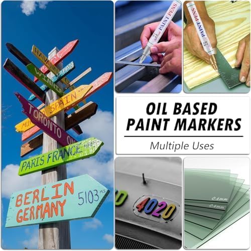 Gold Paint Pens marking pens Permanent Markers - 6 Pack Oil Based Waterproof Markers for Tire, Rubber,Wood, Rocks, Metal, Canvas,Plastic, Dark Surface,Craft office Supplies,Medium Point