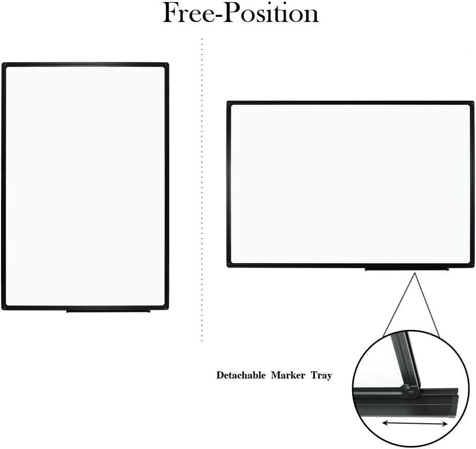 JILoffice Magnetic Whiteboard/White Board, Dry Erase Board 36 x 24 Inch, Black Aluminum Frame Wall Mounted Board for Office Home and School