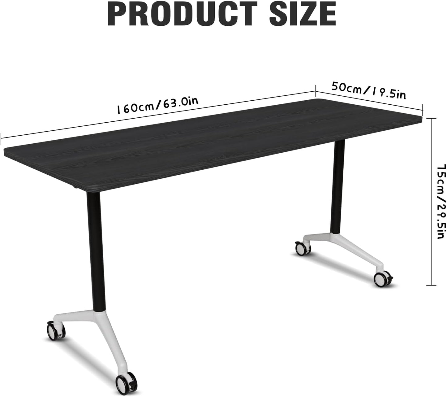 Conference Room Table with Flip-Top Design for Dynamic Meetings, Business Table Computer Desk with Heavy-Duty Frame,Foldable Seminar Meeting Tables for Home Office (6, F, 61IN)