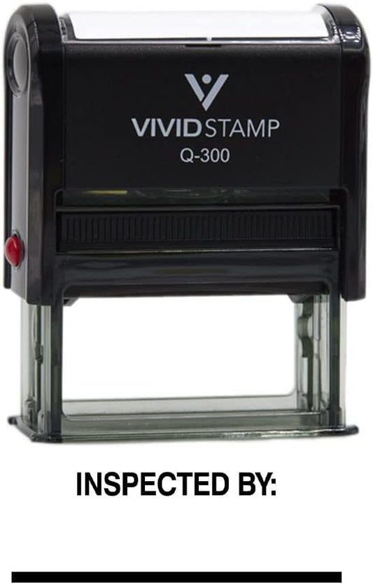Vivid Stamp Inspected by____ Business Self-Inking Rubber Stamps (Black Ink) - Q-200