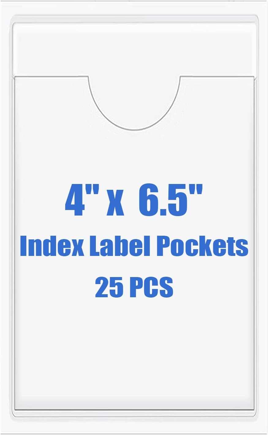 Origin-Joy 25 PCS Self-Adhesive Index Label Pockets, Clear Plastic Peel & Stick Card Holders with Top Open for Loading (4 x 6.5 inch)