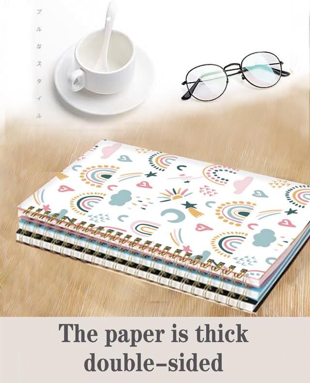 Spiral Journal Notebook,A5 Hardcover Lined Journals for Women Girl 6 x 8.3 in,120 Pages Thick Paper,Cute College Ruled Writing Notebook for Gifts Office Work School(Rainbow Heart)