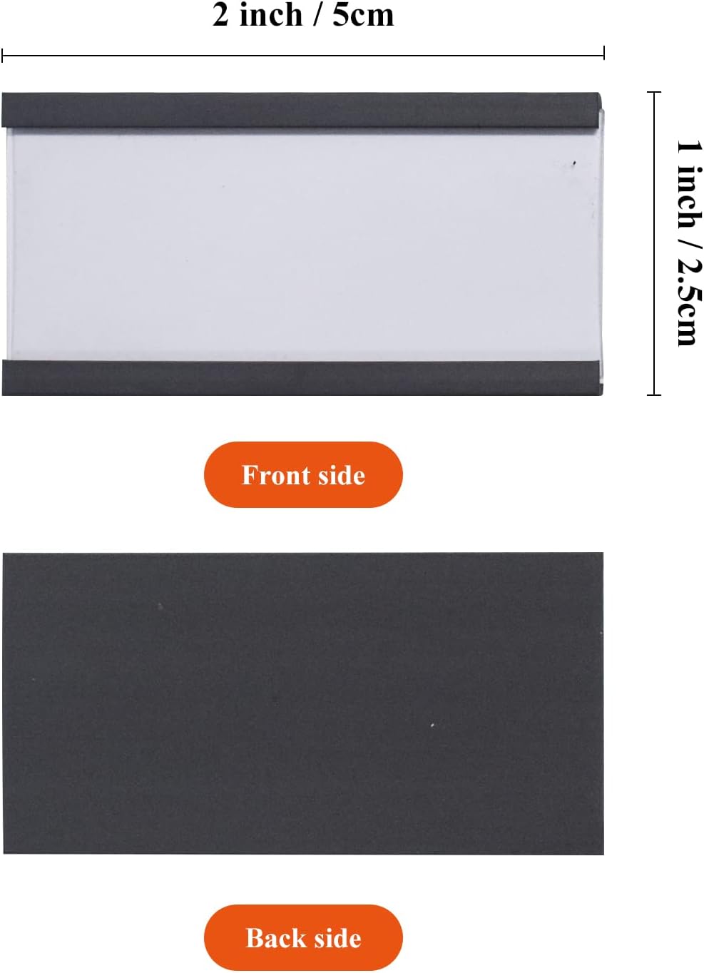 C Channel Magentic Label Holders 1x2 Inch with Paper Inserts and Clear Plastic Protectors,Magnetic Data Card Holders File Cabinet Labels,Pack of 100