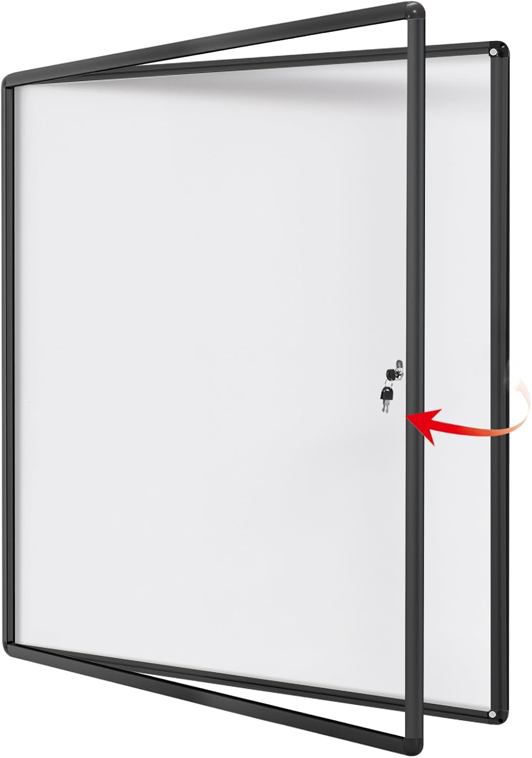 SWANCROWN Enclosed Bulletin Board Black Frame Enclosed Display Case,with Magnets,for School Message Notice, 38x38inch (12xA4)