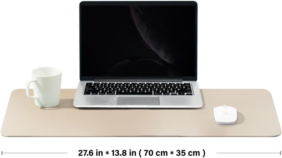 Leather Desk Mat - Non-Slip PU Desk Pad for Office and Home - Desk Organization and Accessories - Ideal for Large Mouse Pad and Desk Mats on Top of Desks (Champagne Gold,27.6"x 13.8")