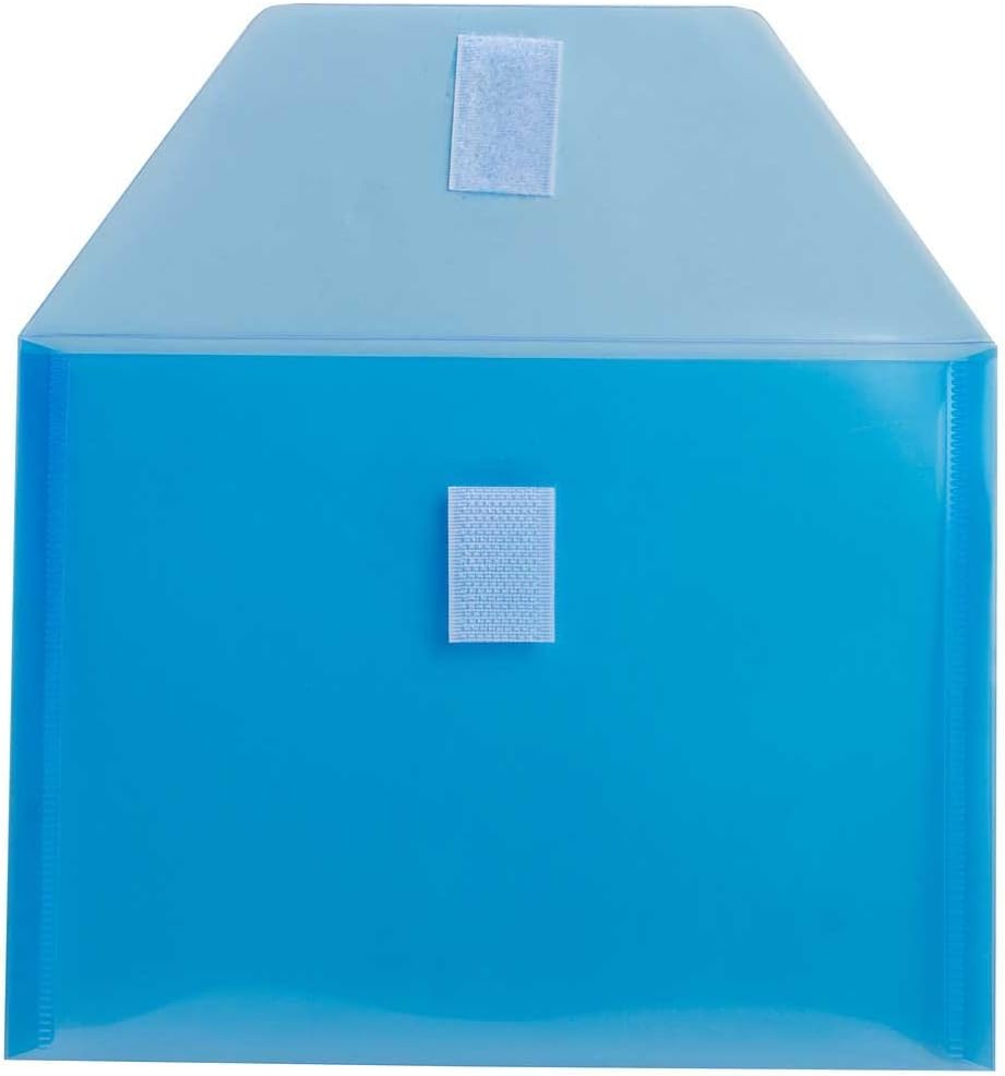 JAM PAPER Plastic Envelopes with Hook & Loop Closure - Index - 5 1/2 x 7 1/2 - Blue - 12/Pack
