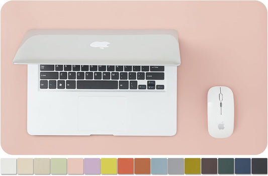 Leather Desk Mat - Small Non-Slip PU Desk Pad for Office and Home - Desk Organization and Accessories - Ideal for Large Mouse Pad and Small Desk Mats on Top of Desks (Pink,23.6"x 13.8")