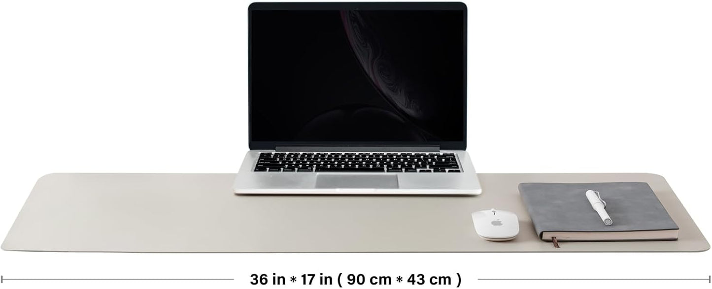 Leather Desk Mat - Non-Slip PU Desk Pad for Office and Home - Desk Organization and Accessories - Ideal for Large Mouse Pad and Desk Mats on Top of Desks (Light Gray,36"x 17")