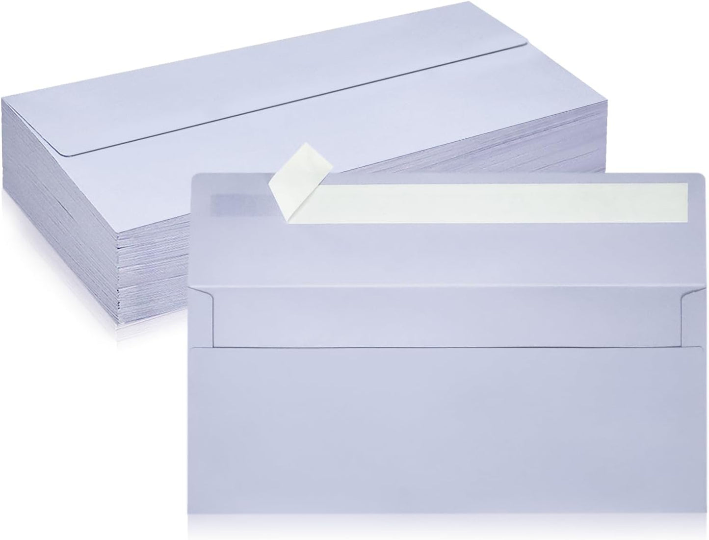 50 Pack #10 Business Envelopes, Light Purple Standard Envelopes Self Seal, Letter Size Mailing Envelopes for Checks Letters Invoices Statements Birthday Graduation Wedding, 4 1/8 x 9 1/2 Inch