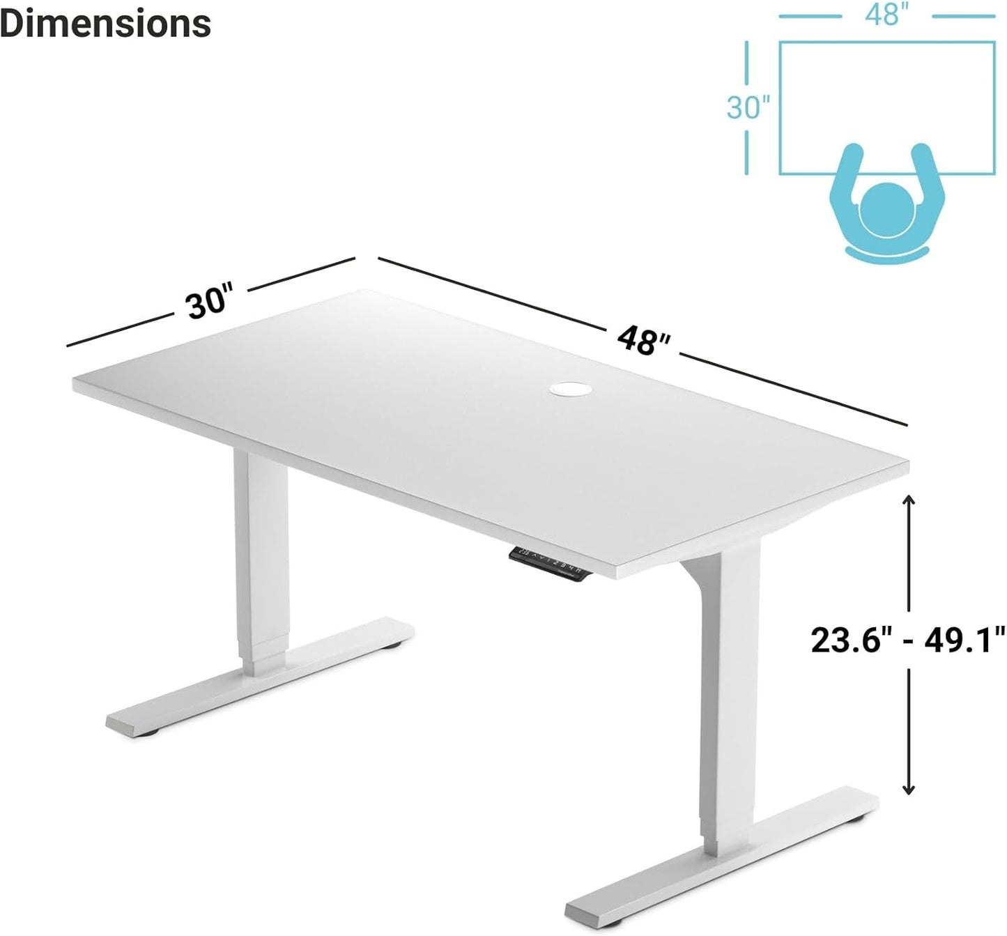 Progressive Desk Stand Up Height Adjustable Electric Standing Desk - 48" x 30" with Dual Motor, 3 Stages Sit Stand Table - Gray Oak, Gray Frame