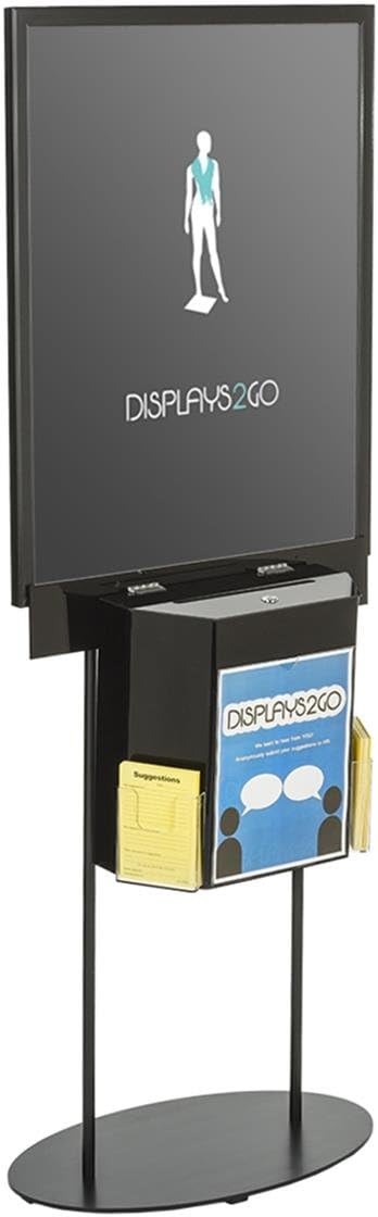 Displays2go LSBST2BKBK Double Sided Poster Stand with Locking Ballot Box, Floor Standing, Black