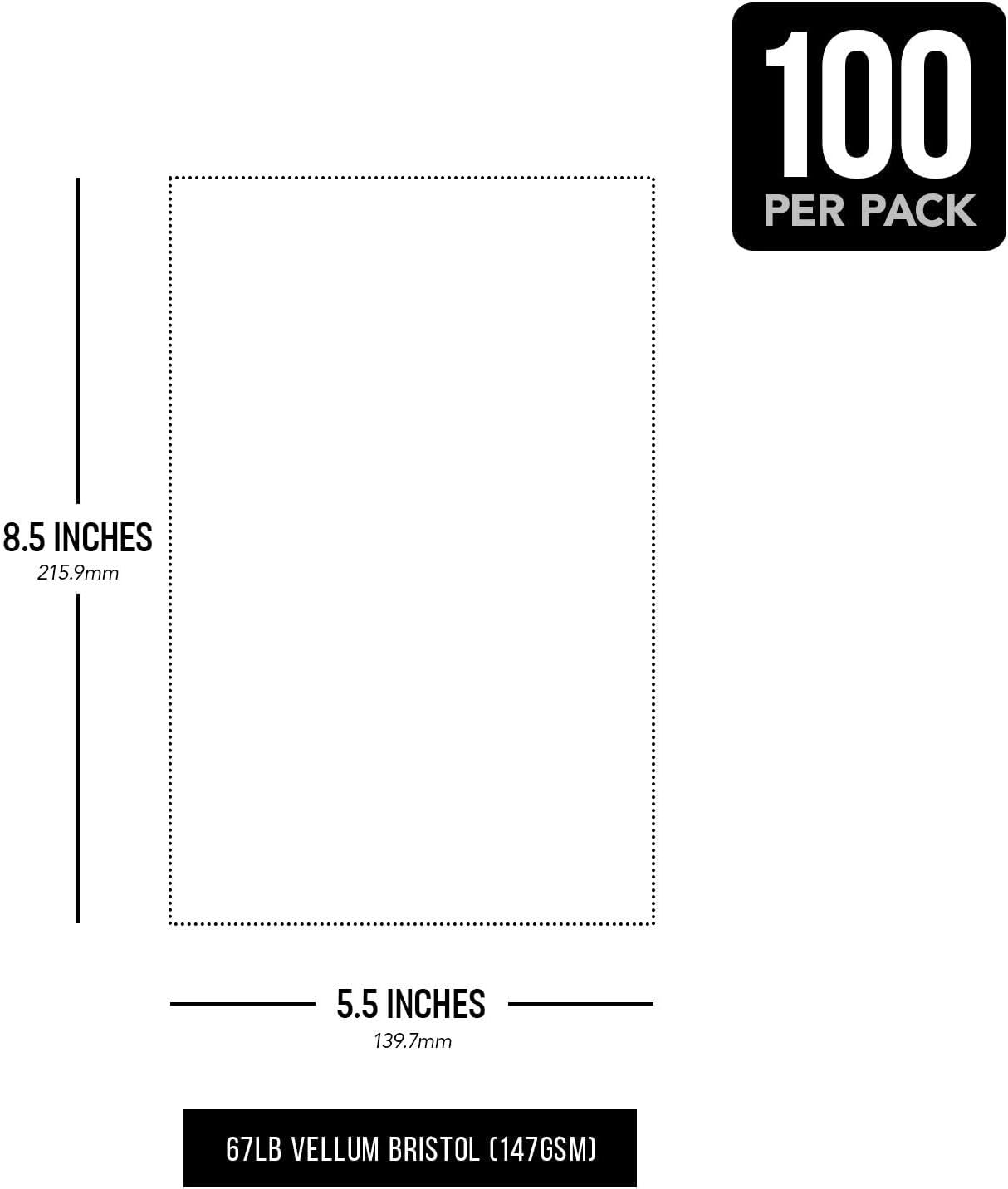 Half Letter Size, 8.5" x 5.5" Pastel Color Cardstock Paper for Arts and Crafts, Scrapbooking, Stationery Printing | Medium Weight 67lb Vellum Bristol (147gsm) Card Stock | 100 Sheets per Pack | Canary