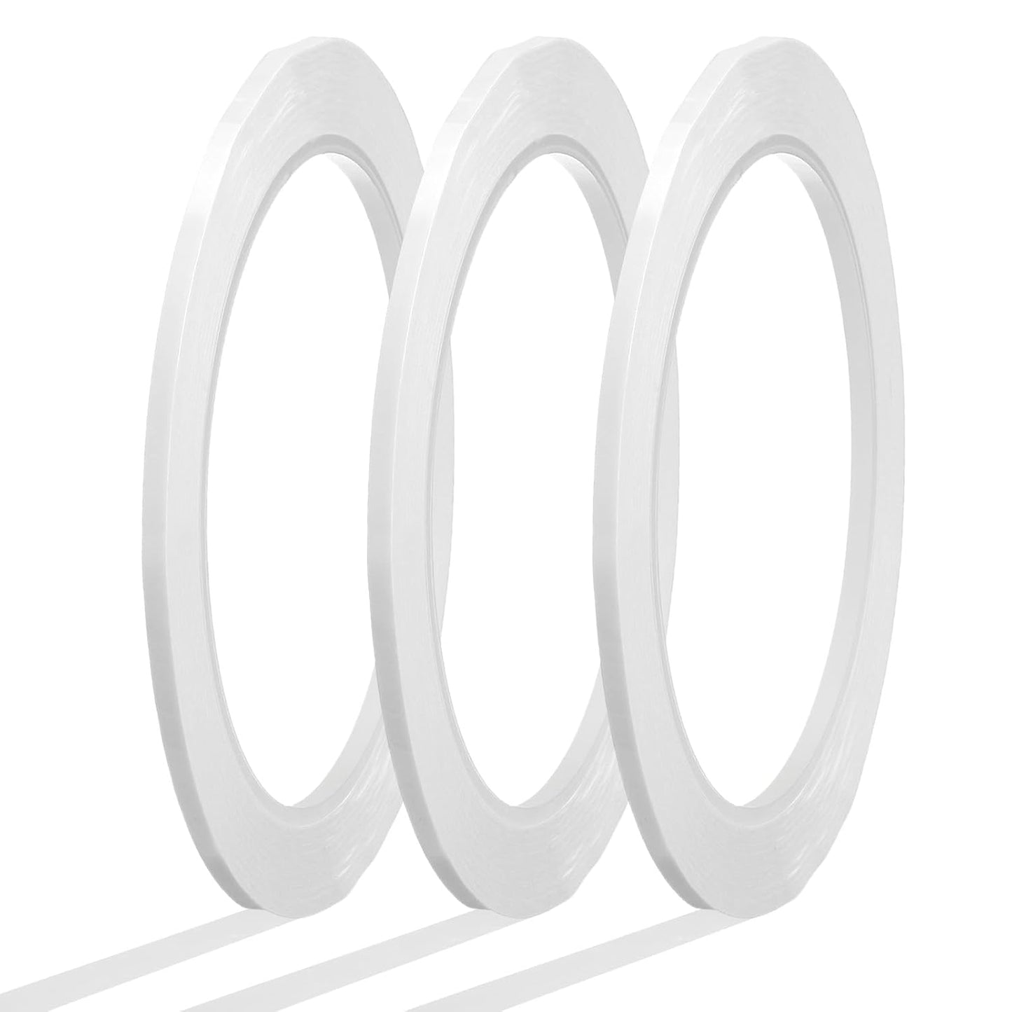 MECCANIXITY Whiteboard Tape 1/8" x 72 Yard Pinstripe Graphic Chart Line Grid Marking Tapes for Classroom Office Dry Erase Board Art, White, Pack of 3