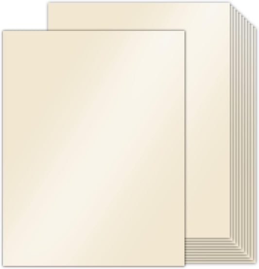 100 Sheets Cream Shimmer Cardstock 8.5 x 11 Off White Paper, Goefun 80lb Ivory Card Stock Printer Paper for Invitations, Certificates, Crafts, Card Making