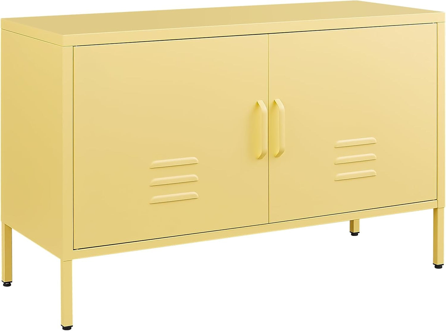TV Cabinet,Metal Cabinet with Doors,Morden TV Stands for Bedroom,Accent Cabinets for Bedroom,Entryway,Yellow