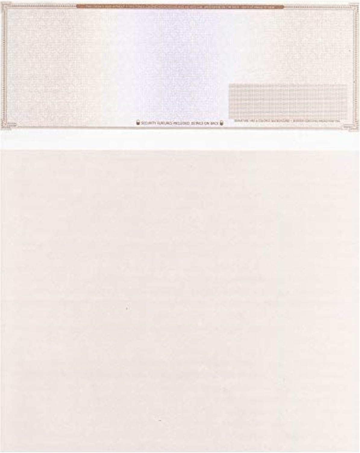 100 Blank Check Stock - Check on Top Mazed- Paper Weight # 70"High Security" Check Paper Brown Mazed