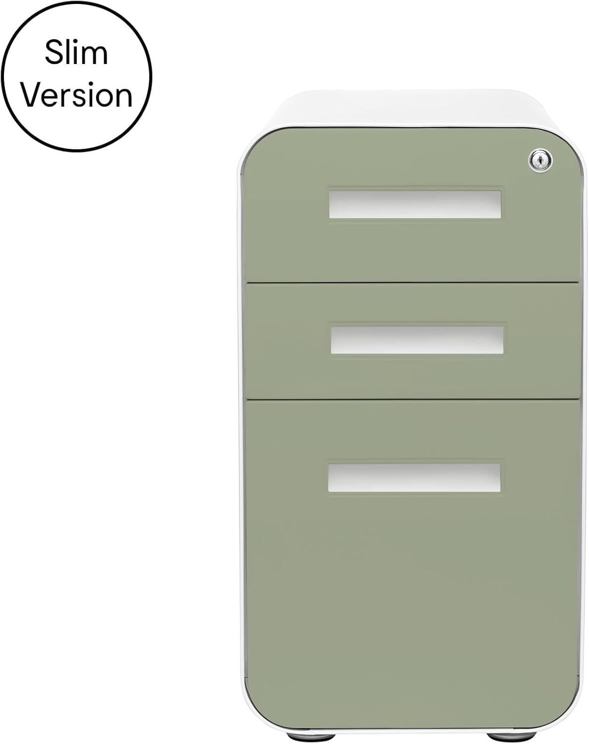 Laura Davidson Furniture Stockpile Slim 3-Drawer Mobile File Cabinet with Lock - Under Desk Metal Filing Cabinet, Legal/Letter File Folders, Wheels & Stationary Feet, Assembled, Sage Green