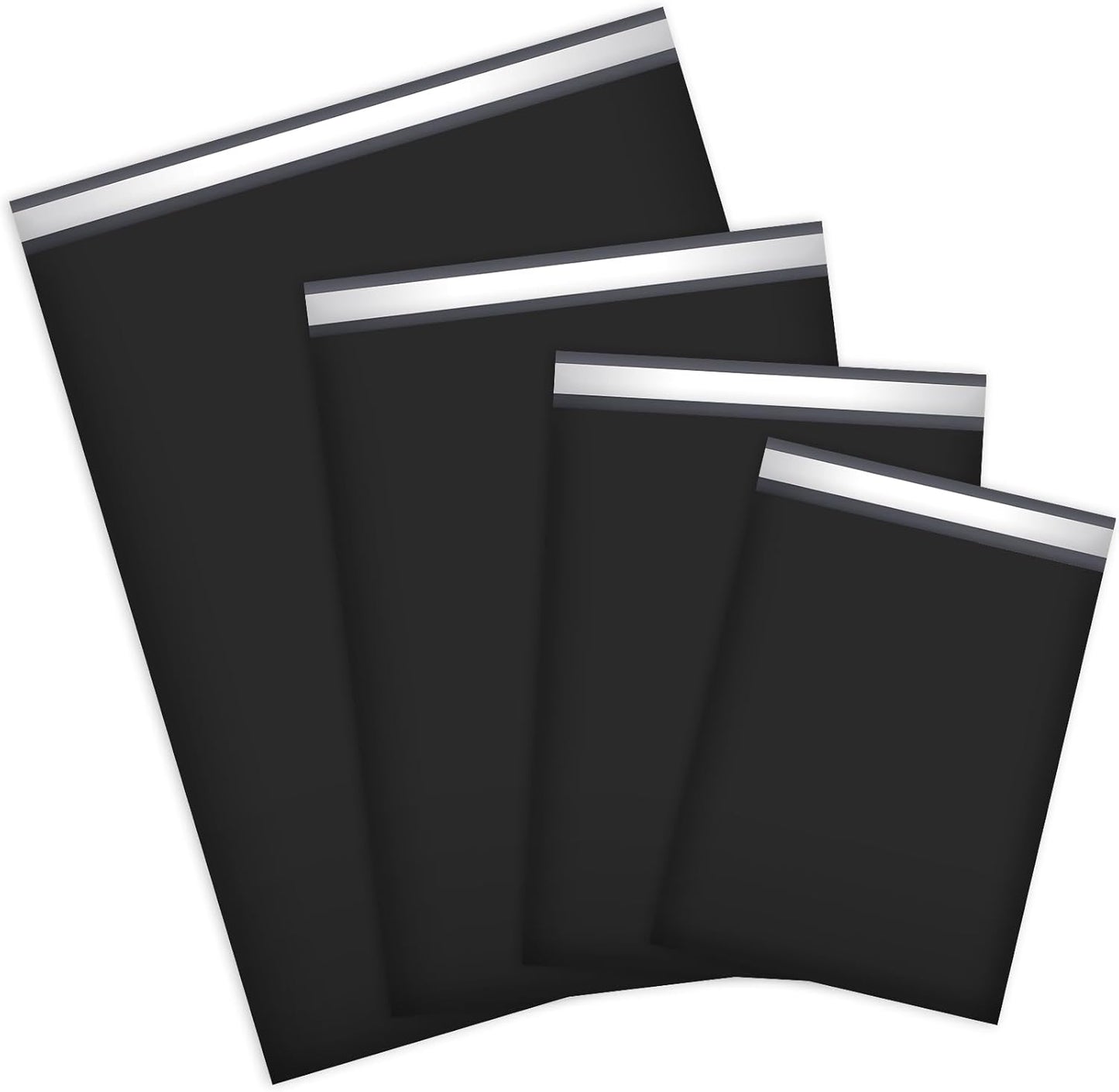 UCGOU 100 Pack Black Poly Mailers Variety Size Pack, 10x13 Inch & 12x15.5 Inch & 14.5x19 Inch &19x24 Inch, 25 PCS Each Shipping Bag, Self-sealing Adhesive Mailers Assorted Sizes for Small Business