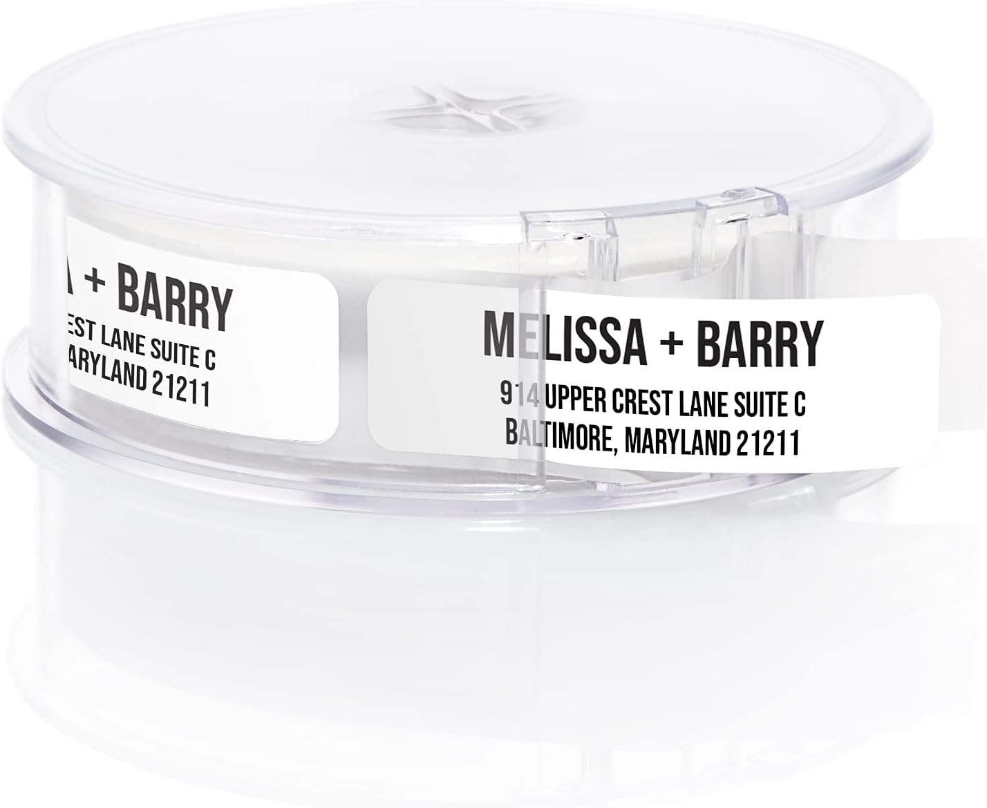 White Bold Rolled Address Labels/Roll of 500 Personalized Address Labels/Designer Return Address Stickers in Elegant Plastic Dispenser