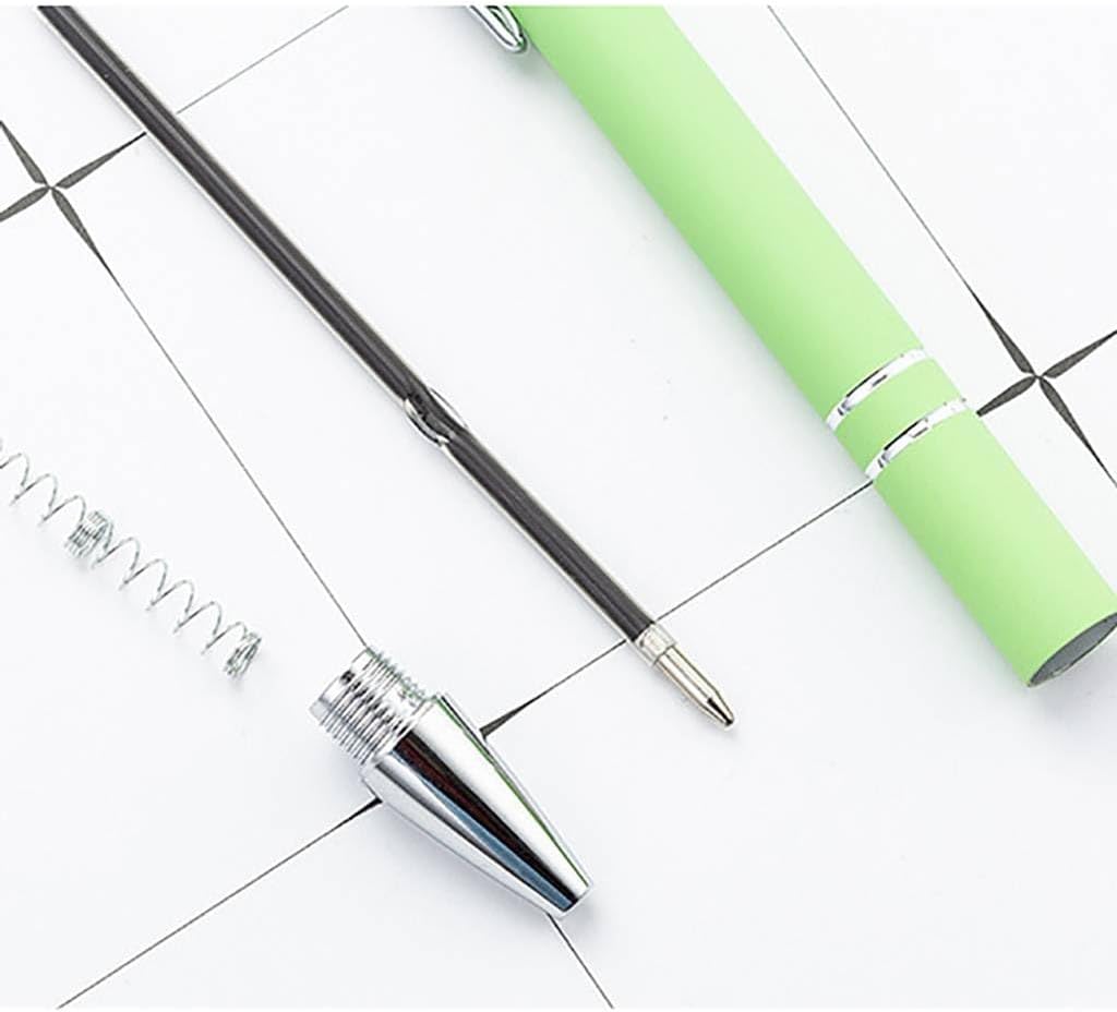 Green Ballpoint Pens with Black Ink, 2-in-1 Stylus Tip, 1.0mm Medium Point, Matte Metal Barrel – 10-Pack for Office or School