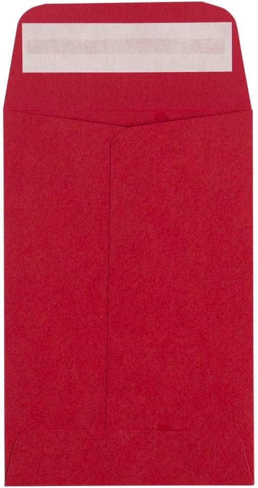 LUXPaper #4 Coin Envelopes | Peel & Press | 3'' x 4 1/2'' | Ruby Red | 80lb. Text | 250 Qty