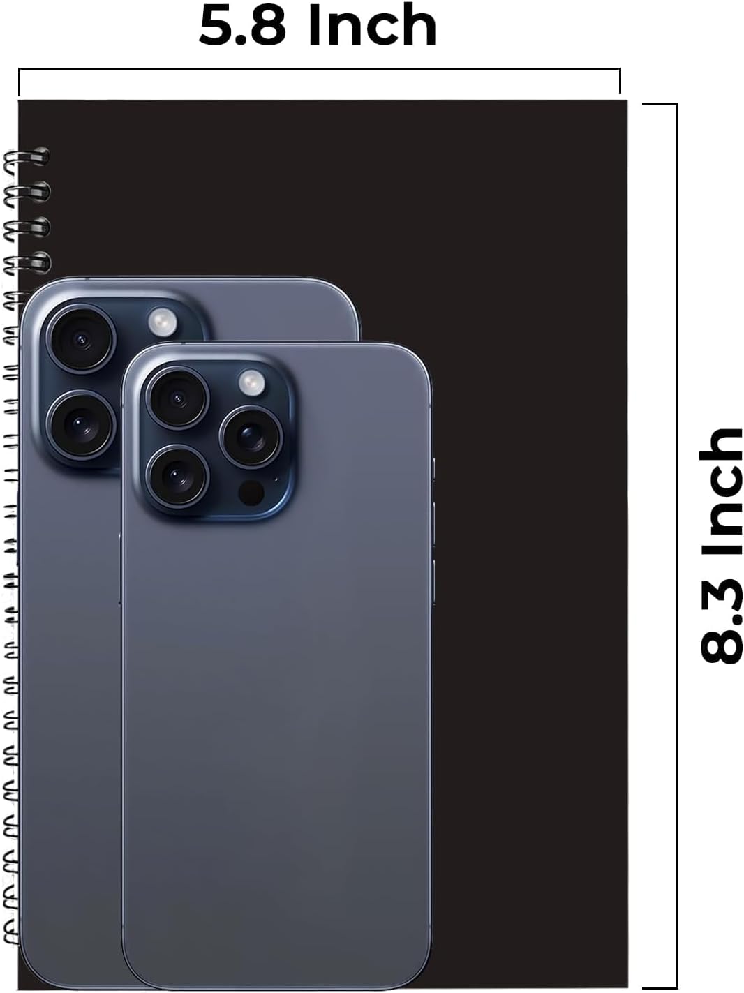 Bulk Spiral Notebook, 48 Pack, Unlined Journal, 5.8 x 8.3, 120 Pages (60 Sheets), 100 GSM Paper, No-Bleed, Black Cover Drawing Notebooks, Unlined Sketch Pad for Writing, Note Taking Travel