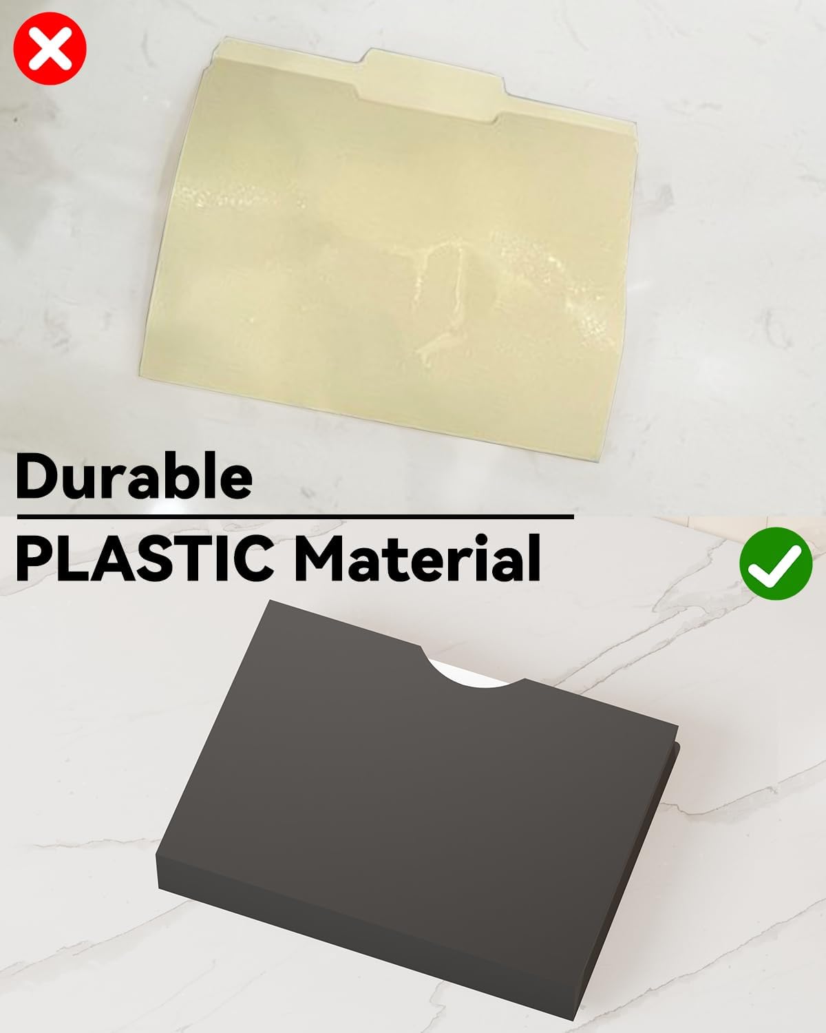 ANSOOK 2 Inch Plastic File Jackets, Manila File Folders Letter Size, Heavy Duty Expanding File Folders, Expansion Pocket, Reinforced Straight Cut Tab, 12 Pack, Black Folders for Office School Home