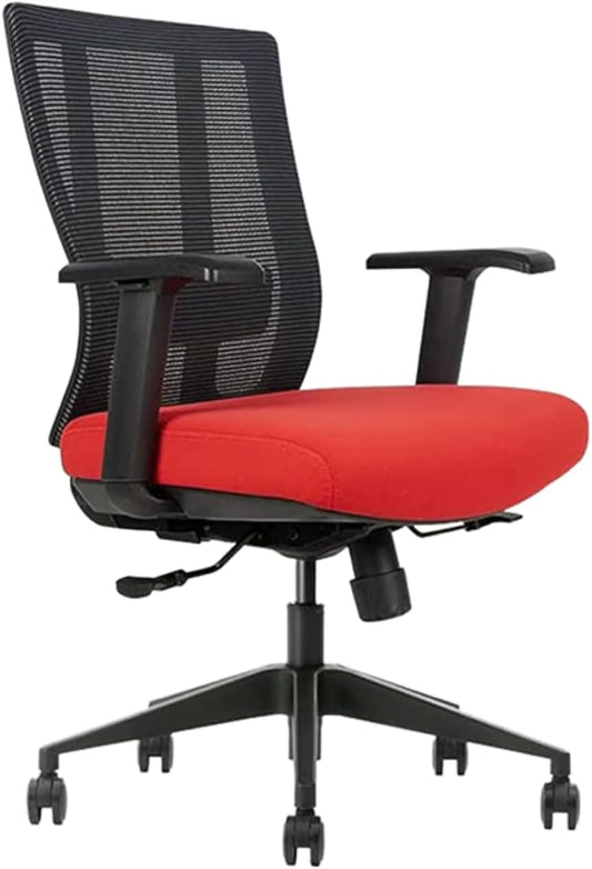 Bitchair Ergonomic Mesh Conference Room Chair - Adjustable Lumbar Support Computer Desk Chair Height Adjustable Arms - Seat Depth Adjustable Executive Office Chair - Black (Red) (Pack of 1)