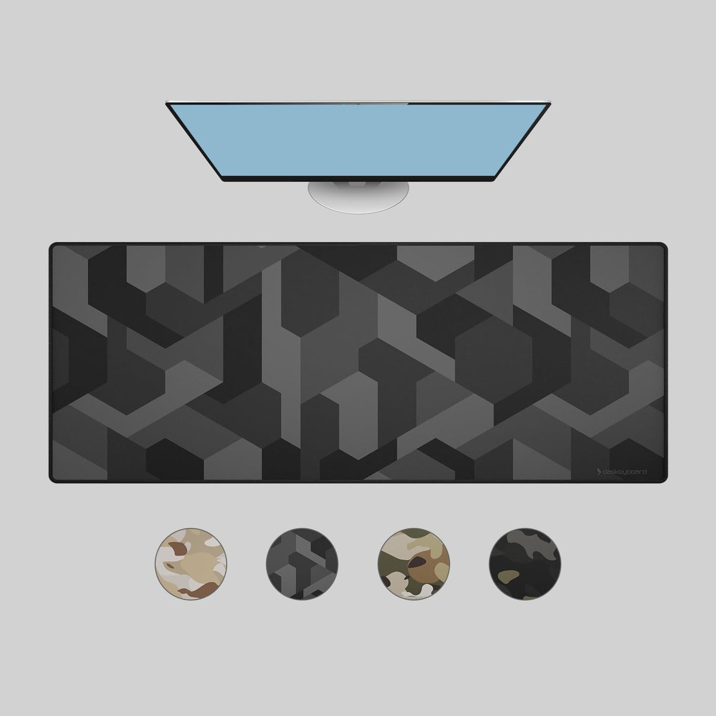 Das Keyboard Large Gaming Mouse Pad Desk Mat with Stitched Edge - Non Slip Base - Waterproof - Premium Cloth Mousepad for Home Work Gaming - Cyber Shadow Camo