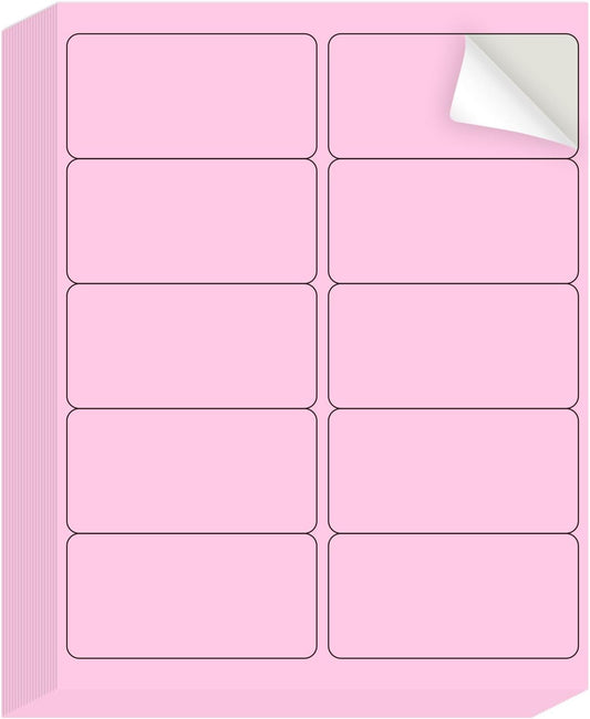 Shipping Labels Stickers, 2"×4" Printable Mailing Label for Laser/Inkjet Printing- Matte Pink, Permanent Adhesive Labels Stickers