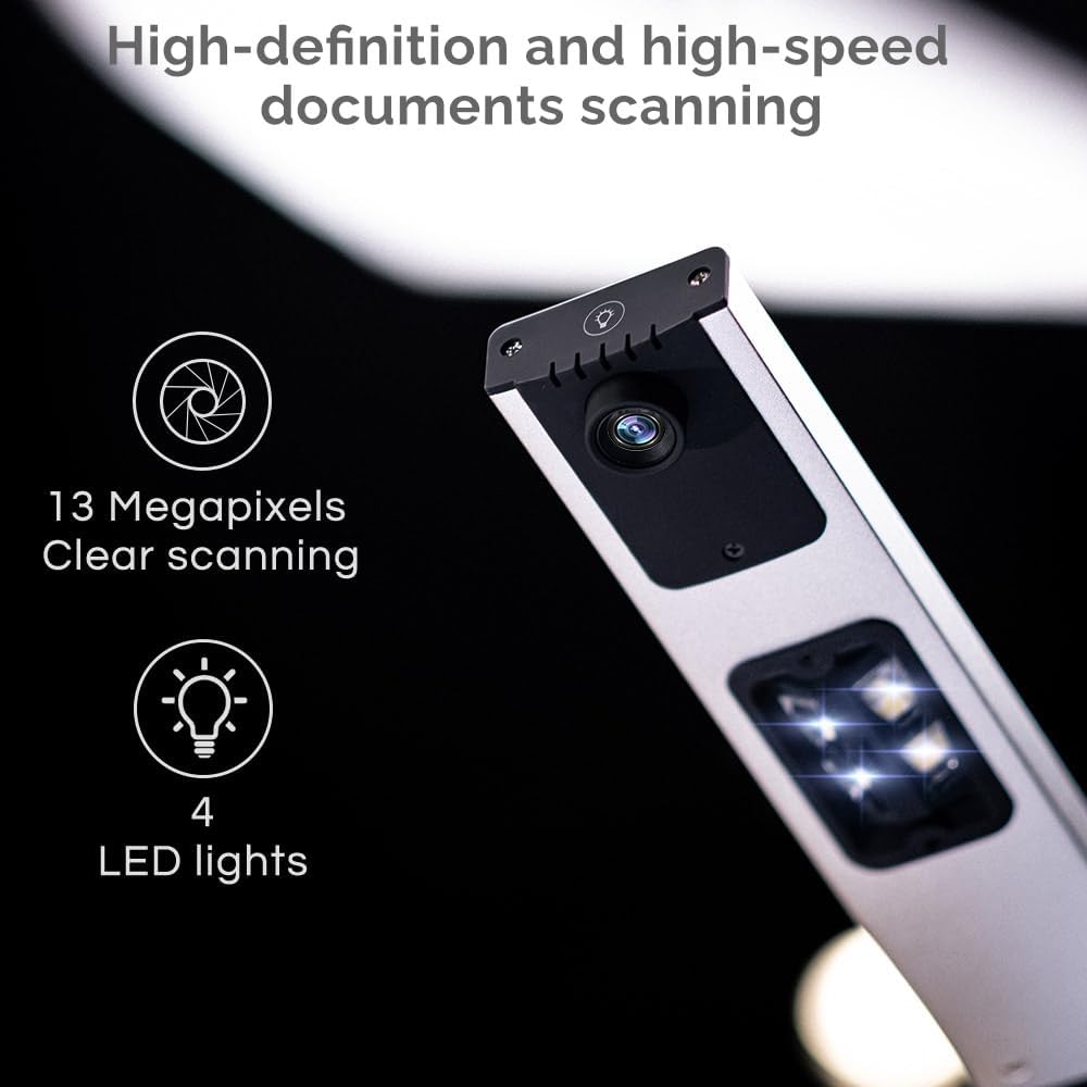 D800 Portable Document Camera: High Definition 13MP Document Scanner USB Visualizer Capture Size A3 Multilingual OCR Detection for Remote Lessons Office and Education, Not Compatible with Mac