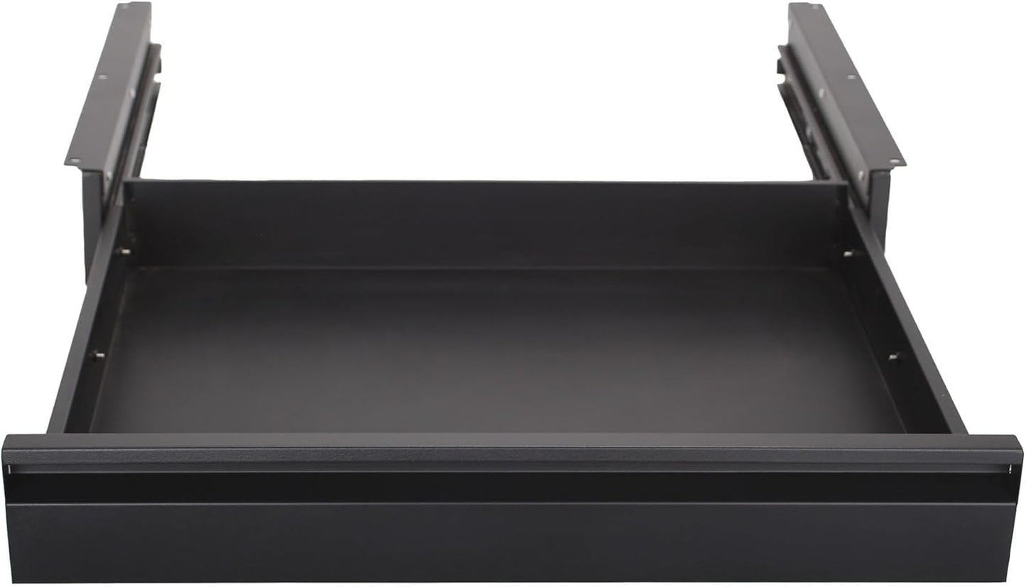 Under Desk Drawer For Desk 23.5 in, Pull out Storage Organizer with Slide Extension Mounted Under Flat Wooden Table or Workbench, Carbon Steel Hidden Desk Drawer