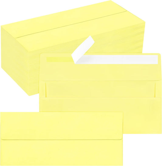 200 Pack #10 Business Envelopes, Self Seal Standard Light Yellow Envelopes for Secure Business & Legal Mailing, Office, Checks, Letter, Invoices, 4 1/8 x 9 1/2 Inches
