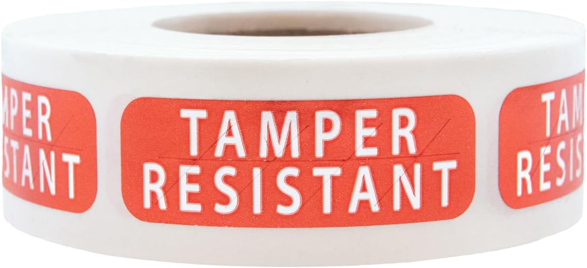 Tamper-Resistant Metallic Labels, 0.5 x 1.5 Inch 500 Total Tamper Stickers - Tamper Proof Stickers, Ideal for Food Delivery, Food Packaging, Envelope Seals, Product Protection